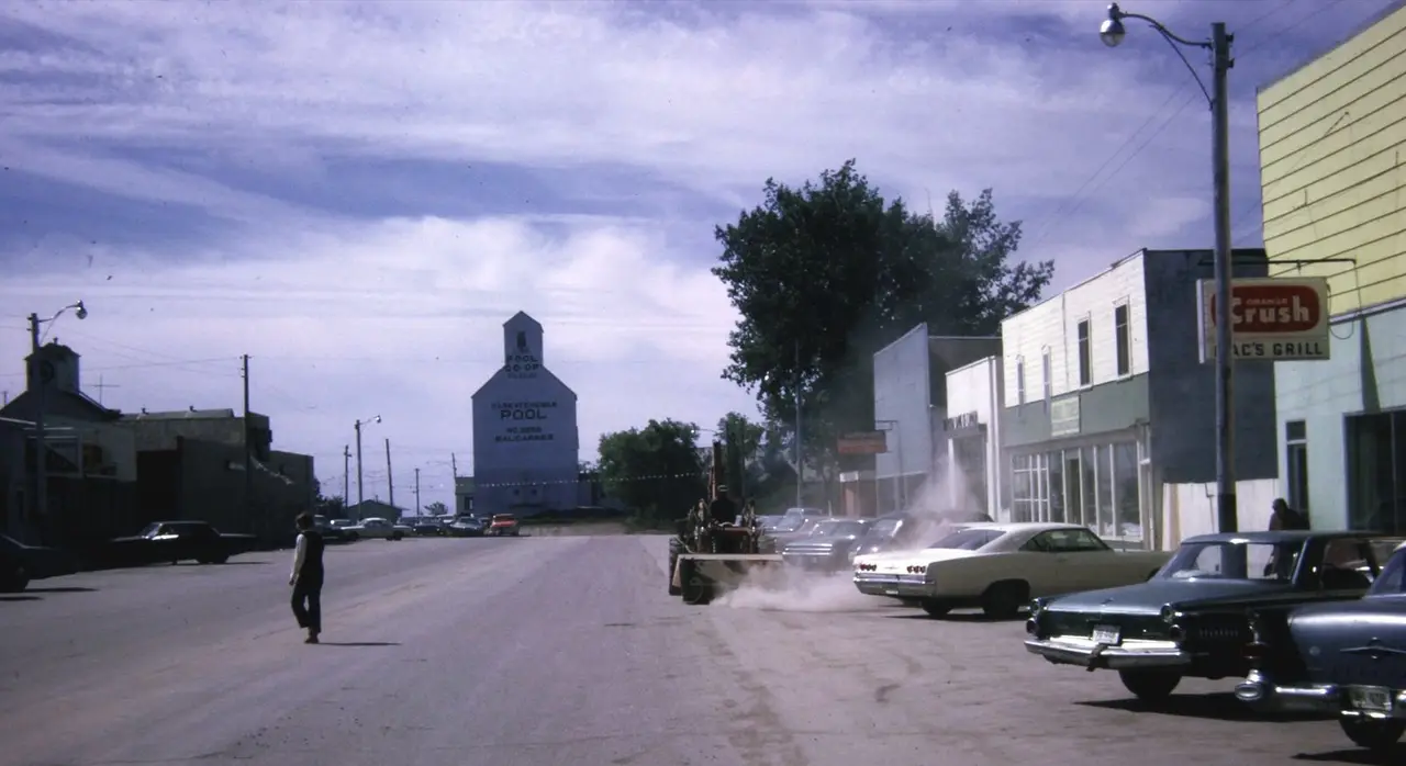 Main Street with the Pool grain elevator, 1968